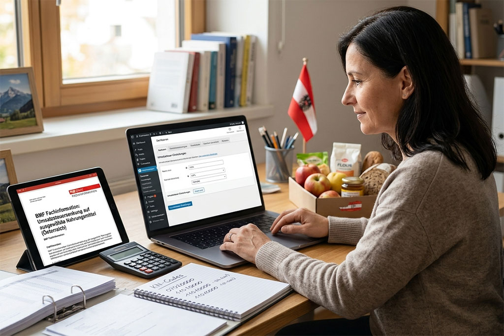 Große Änderungen für den E-Commerce im Lebensmittelbereich: Österreich führt per 1. Juli 2026 einen neuen, stark ermäßigten Steuersatz von 4,9 % auf ausgewählte Grundnahrungsmittel ein. Bist du davon auch betroffen? Prüfe deine KN-Codes und stelle deinen WooCommerce-Shop richtig um.